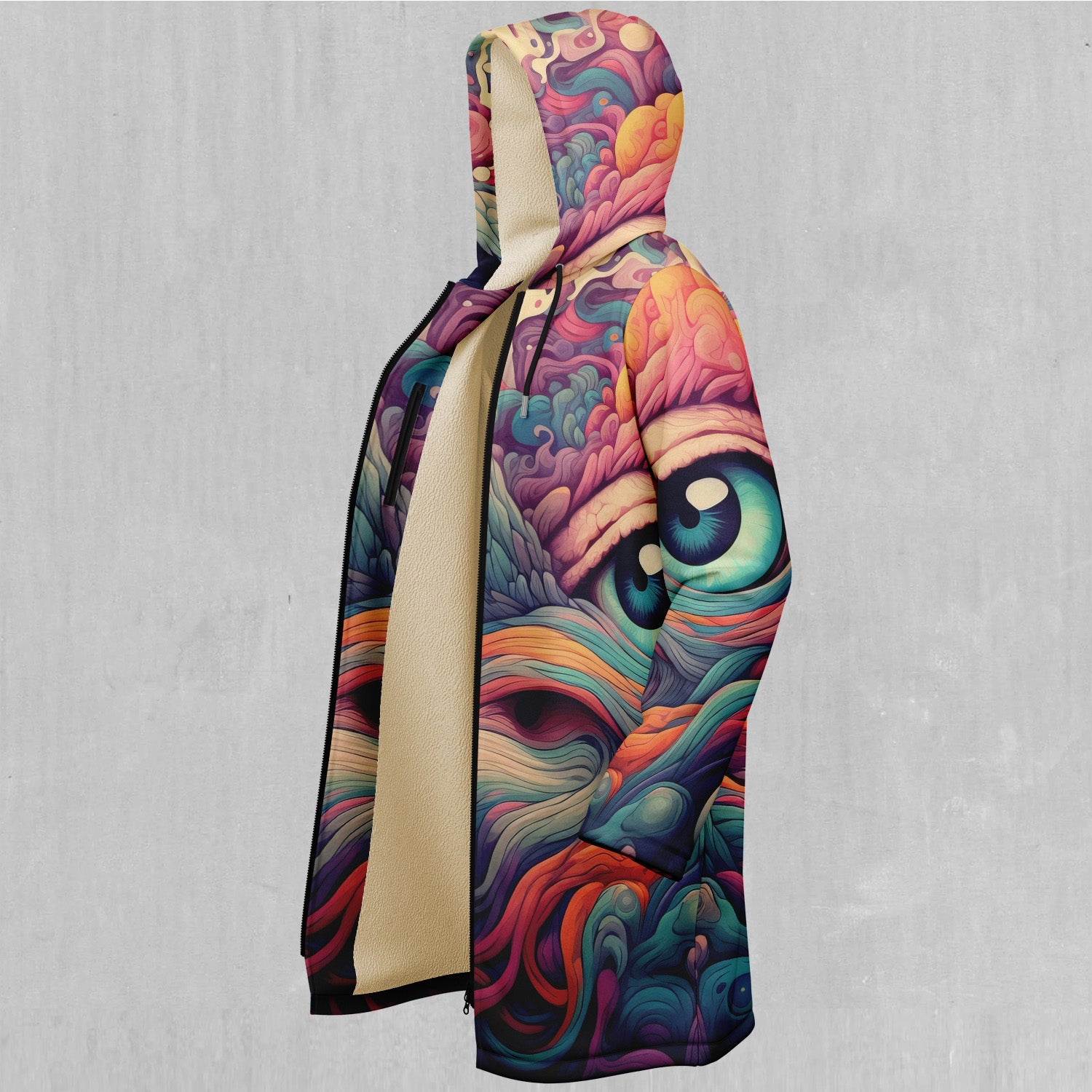 Mind Iris Zip Up Cloak (White Fur)