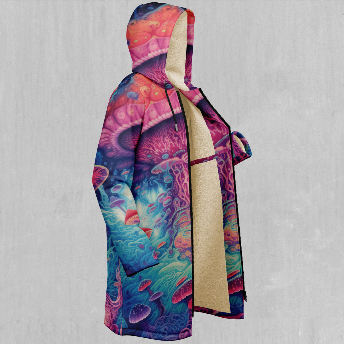 Mycological Mind Zip Up Cloak (White Fur)