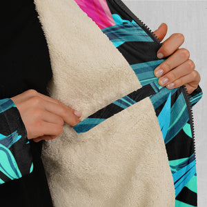 Neon Lush Zip Up Cloak (White Fur)