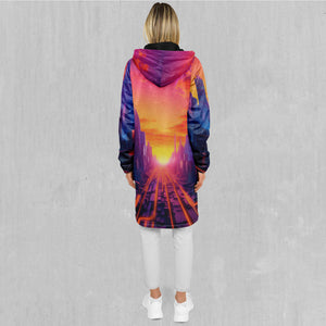 Neon Skyline Zip Up Cloak (Black Fur)