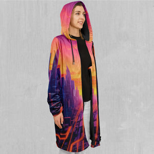 Neon Skyline Zip Up Cloak (Black Fur)