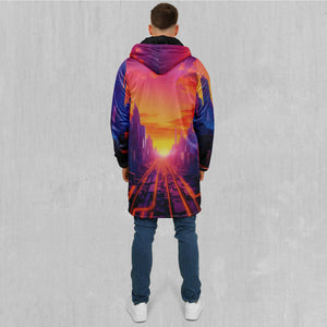 Neon Skyline Zip Up Cloak (Black Fur)