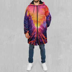 Neon Skyline Zip Up Cloak (Black Fur)