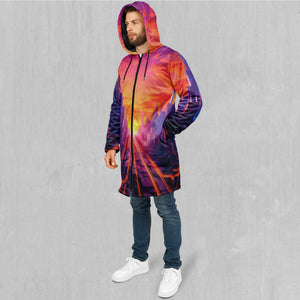 Neon Skyline Zip Up Cloak (Black Fur)