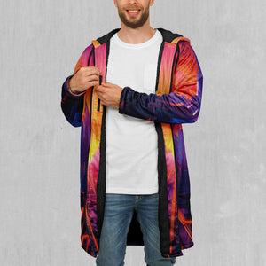 Neon Skyline Zip Up Cloak (Black Fur)