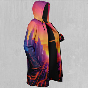 Neon Skyline Zip Up Cloak (Black Fur)