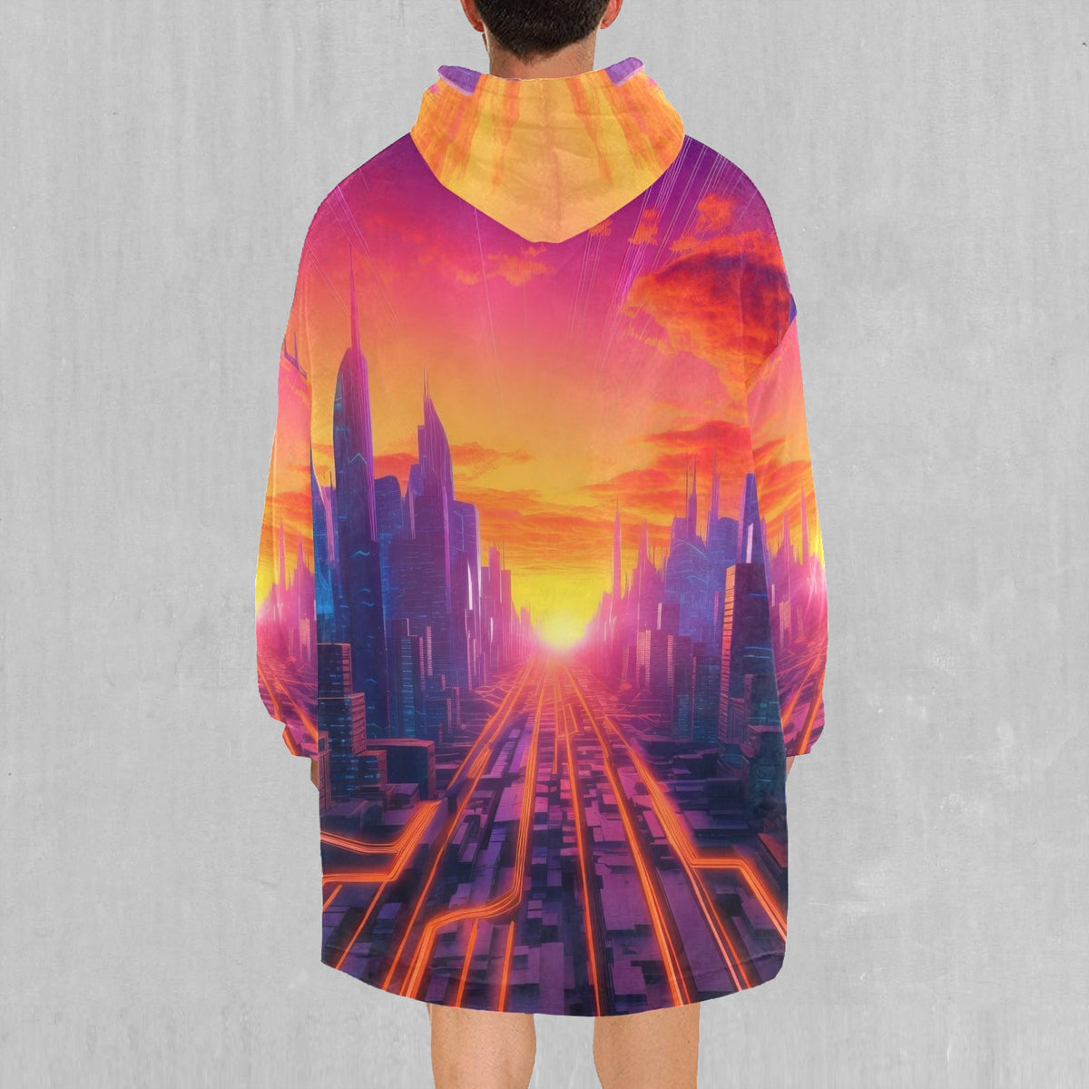 Neon Skyline Blanket Hoodie