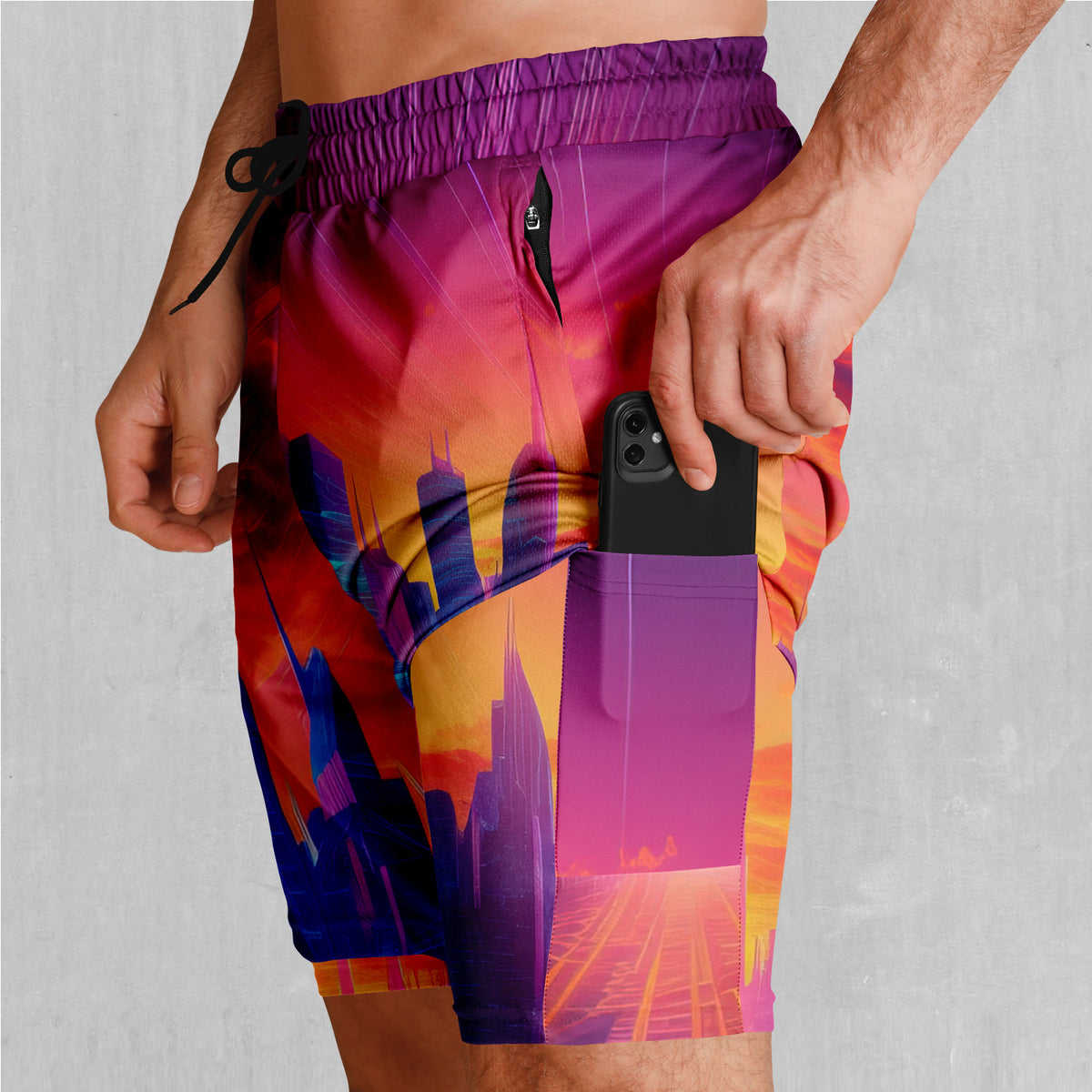 Neon Skyline Men's 2 in 1 Shorts