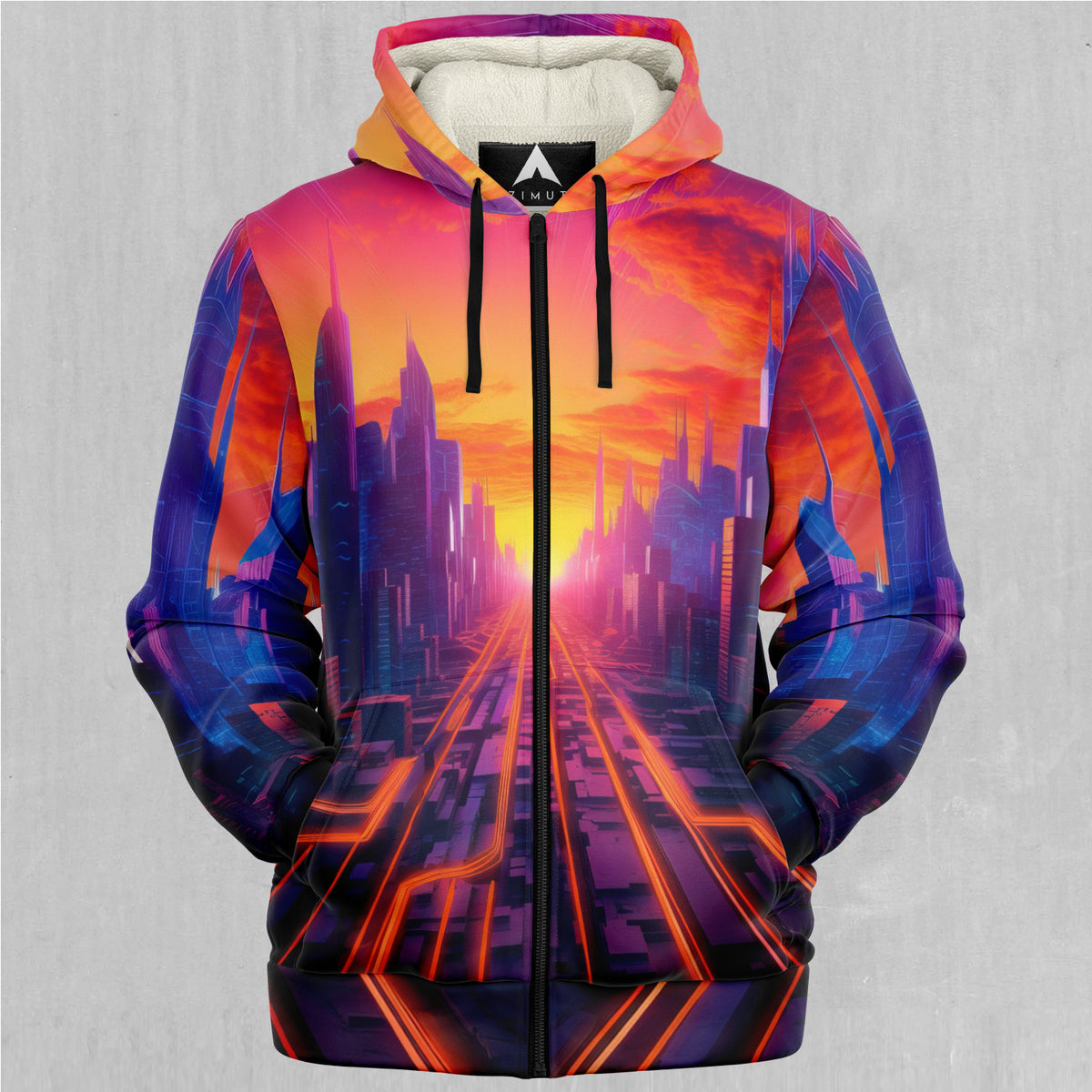 Neon Skyline Sherpa Hoodie