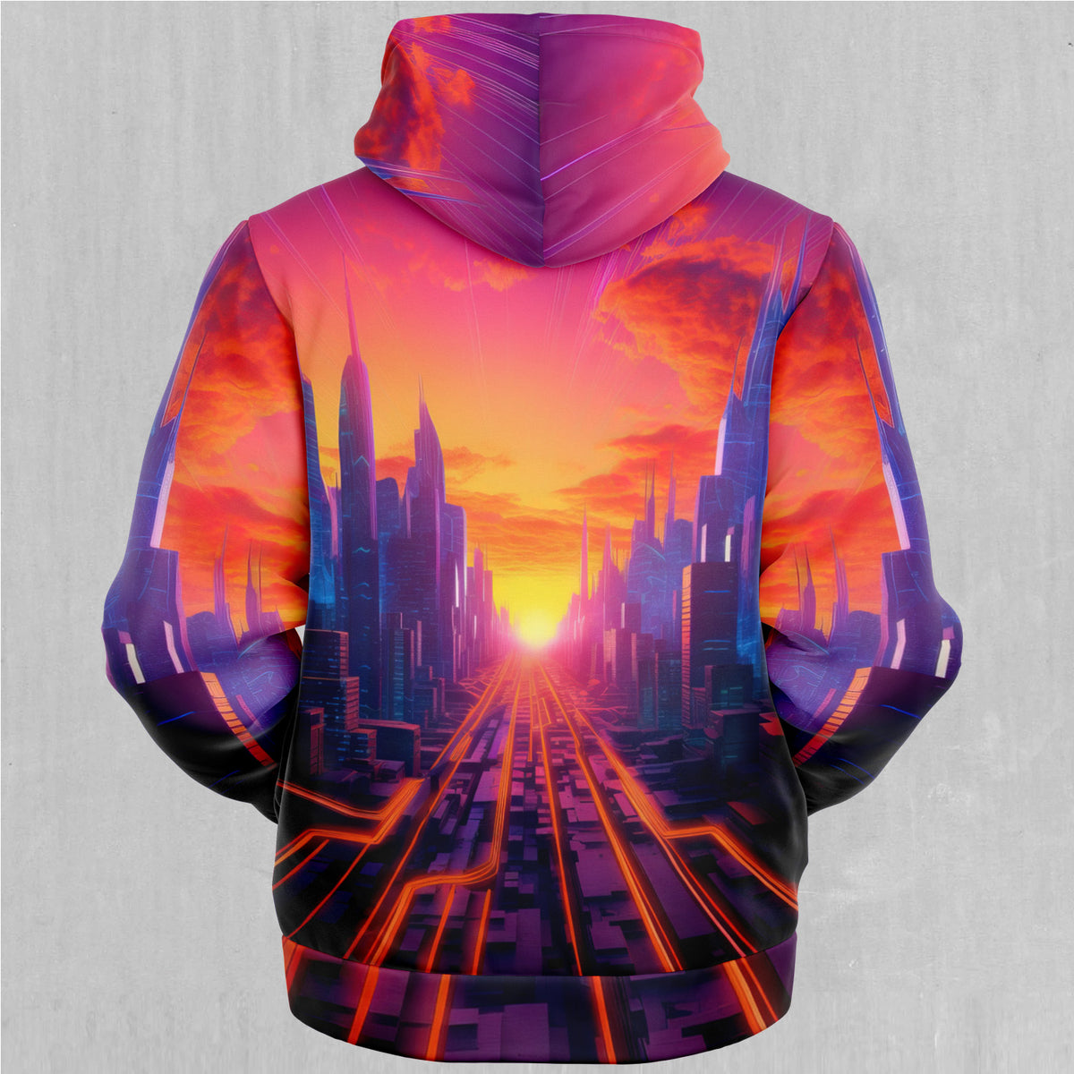 Neon Skyline Sherpa Hoodie