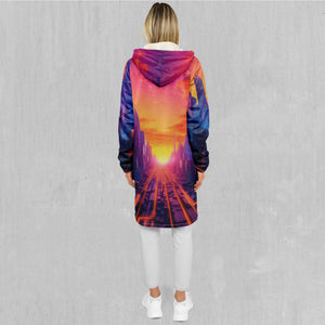 Neon Skyline Zip Up Cloak (White Fur)