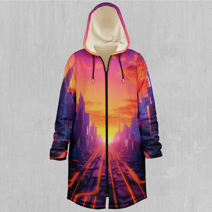 Neon Skyline Zip Up Cloak (White Fur)