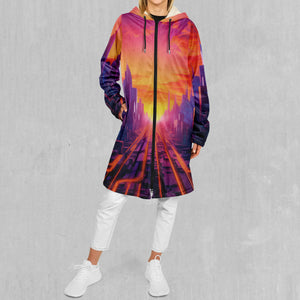 Neon Skyline Zip Up Cloak (White Fur)