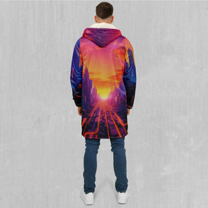 Neon Skyline Zip Up Cloak (White Fur)