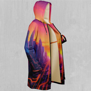 Neon Skyline Zip Up Cloak (White Fur)