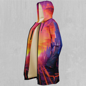 Neon Skyline Zip Up Cloak (White Fur)