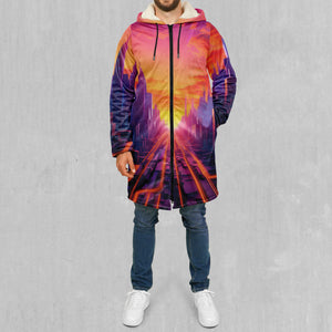 Neon Skyline Zip Up Cloak (White Fur)