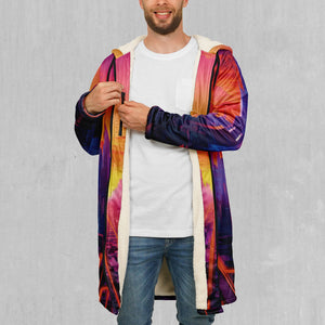 Neon Skyline Zip Up Cloak (White Fur)