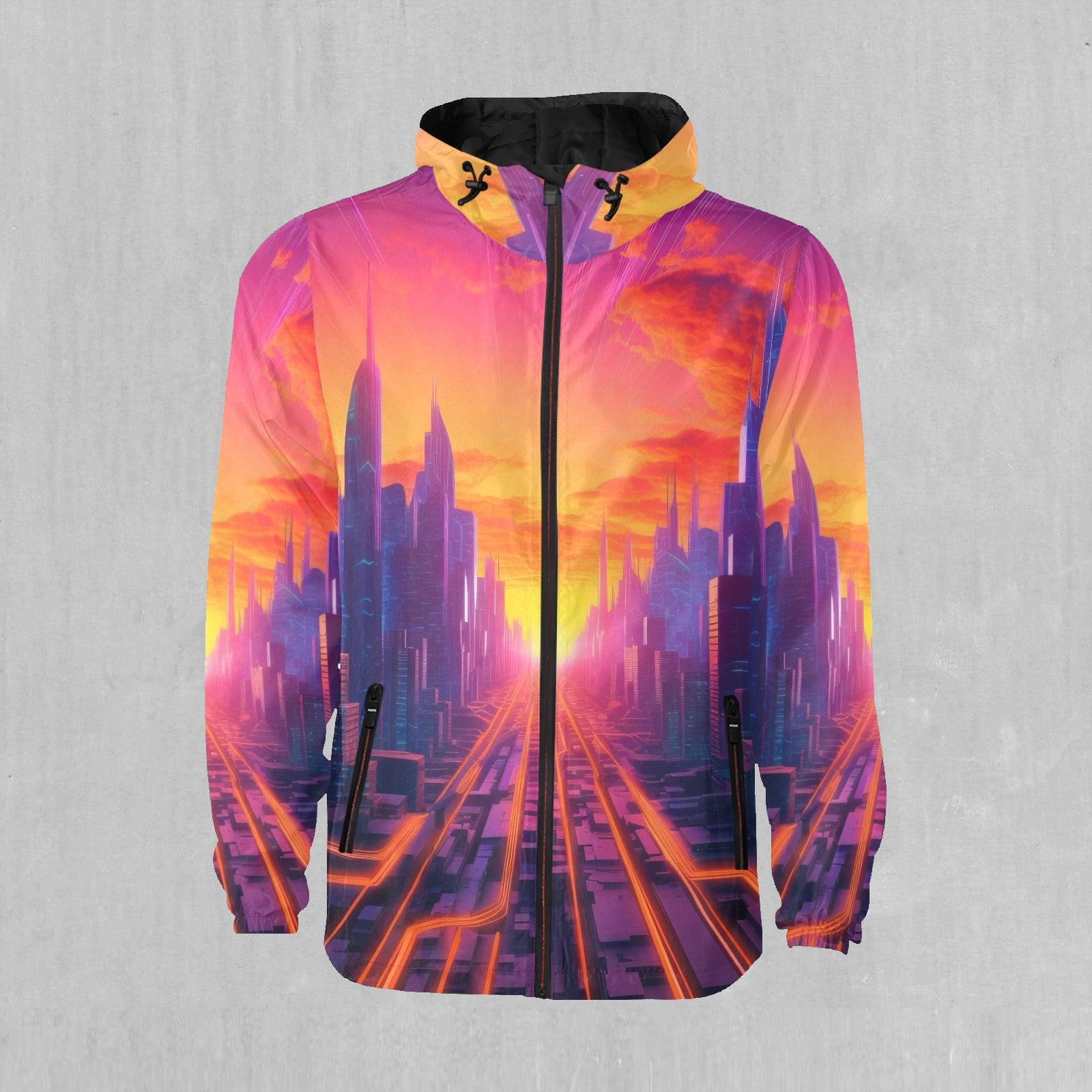Neon Skyline Windbreaker