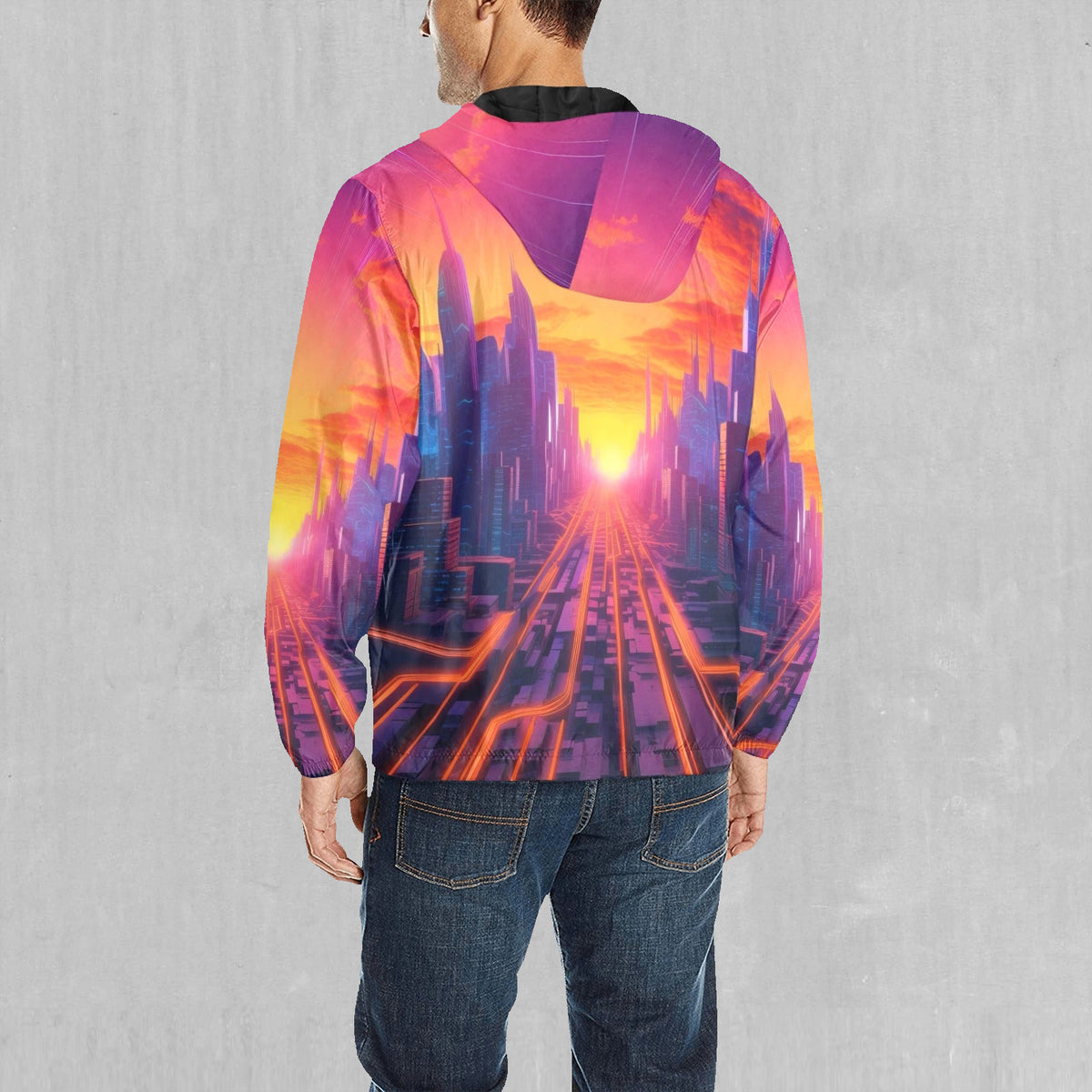 Neon Skyline Windbreaker