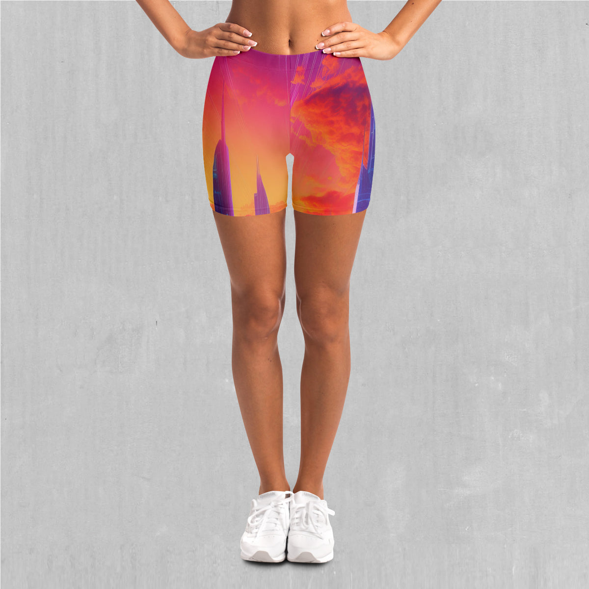 Neon Skyline Yoga Shorts