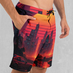 Neon Sunrise Board Shorts