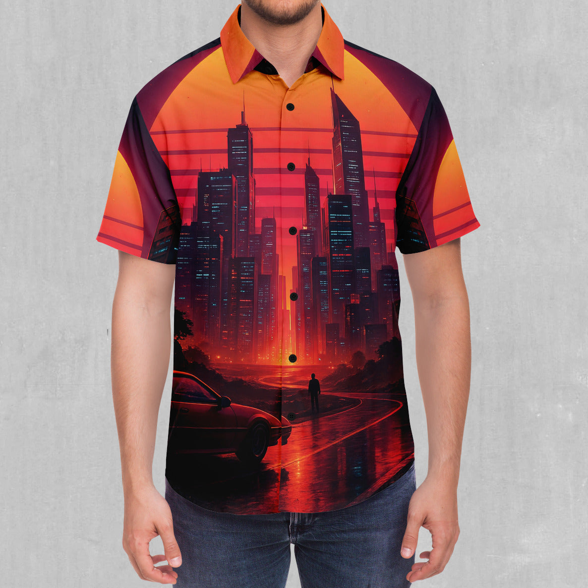 Neon Sunrise Button Down Shirt