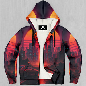 Neon Sunrise Sherpa Hoodie