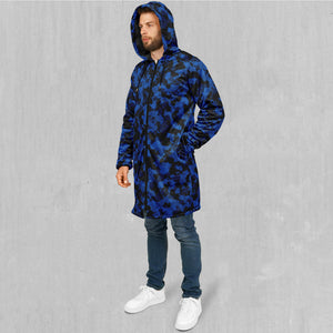 Oceania Blue Camo Zip Up Cloak (Black Fur)