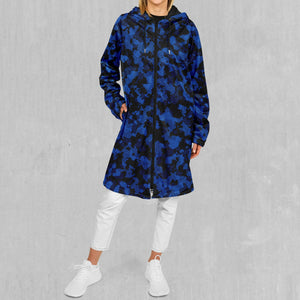 Oceania Blue Camo Zip Up Cloak (Black Fur)