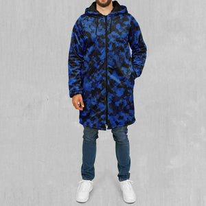 Oceania Blue Camo Zip Up Cloak (Black Fur)