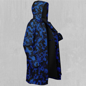 Oceania Blue Camo Zip Up Cloak (Black Fur)