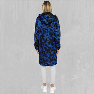 Oceania Blue Camo Zip Up Cloak (Black Fur)