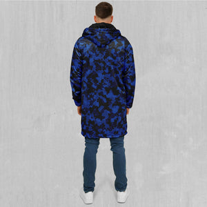 Oceania Blue Camo Zip Up Cloak (Black Fur)