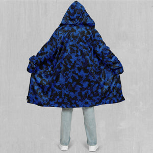 Oceania Blue Camo Zip Up Cloak (Black Fur)