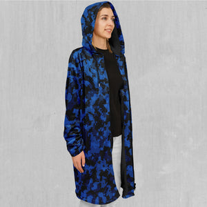 Oceania Blue Camo Zip Up Cloak (Black Fur)