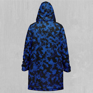 Oceania Blue Camo Zip Up Cloak (Black Fur)