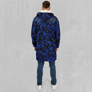 Oceania Blue Camo Zip Up Cloak (White Fur)