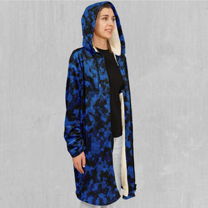 Oceania Blue Camo Zip Up Cloak (White Fur)