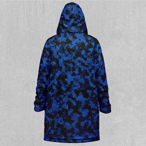 Oceania Blue Camo Zip Up Cloak (White Fur)