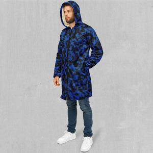 Oceania Blue Camo Zip Up Cloak (White Fur)