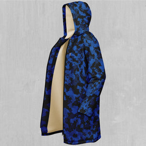 Oceania Blue Camo Zip Up Cloak (White Fur)