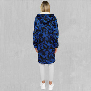 Oceania Blue Camo Zip Up Cloak (White Fur)