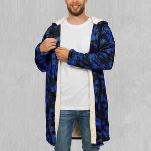 Oceania Blue Camo Zip Up Cloak (White Fur)