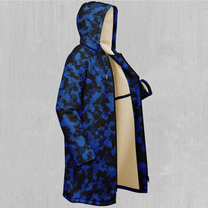 Oceania Blue Camo Zip Up Cloak (White Fur)