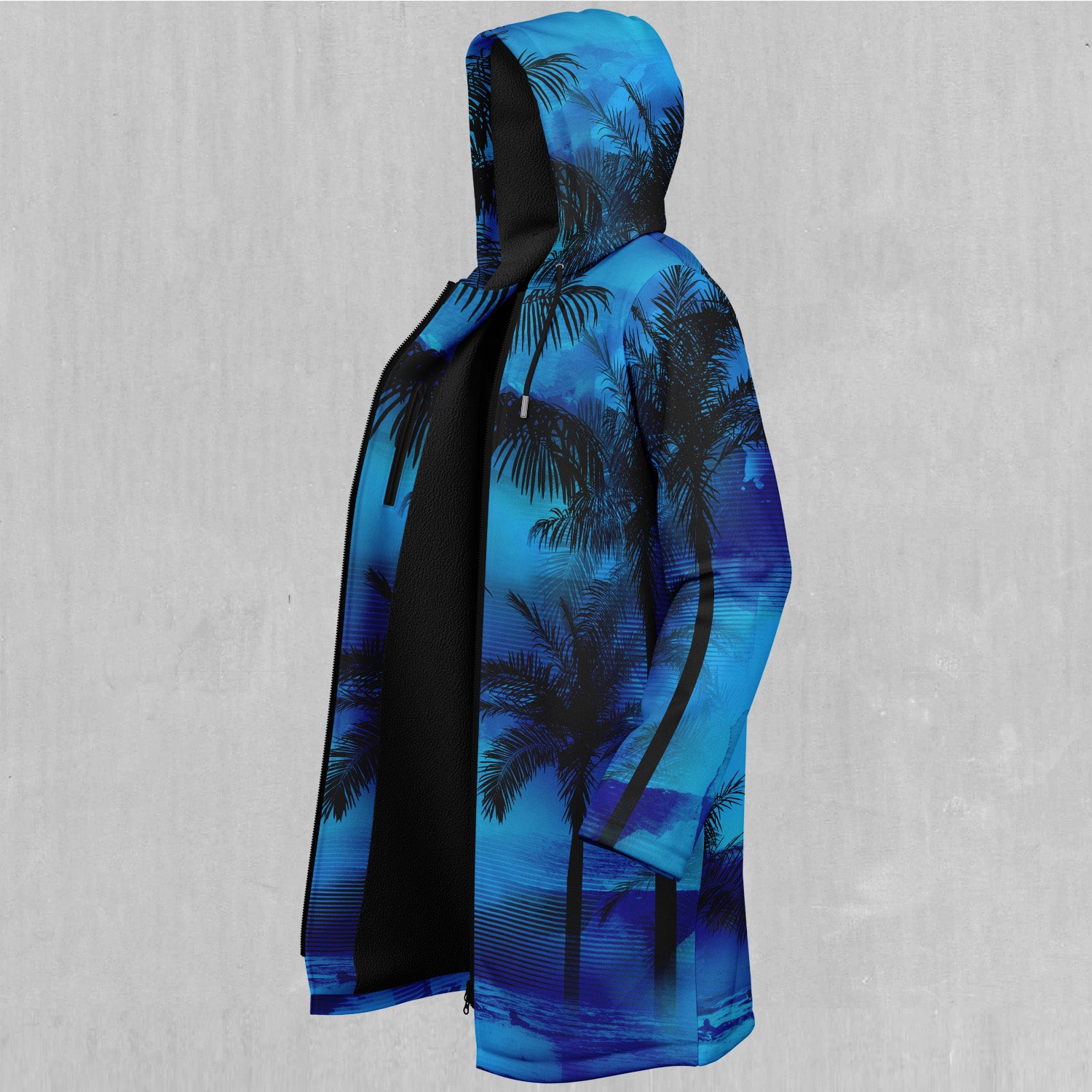 Oceania Coast Zip Up Cloak (Black Fur)