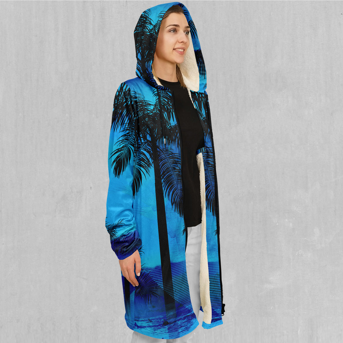 Oceania Coast Zip Up Cloak (White Fur)