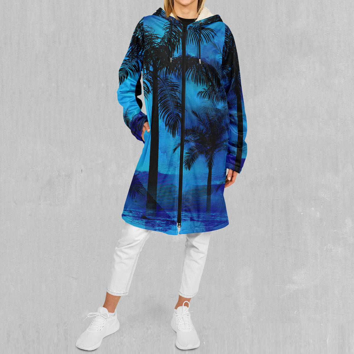 Oceania Coast Zip Up Cloak (White Fur)