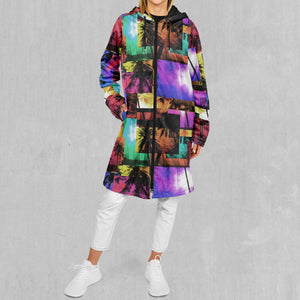 Paradise Collage Zip Up Cloak (Black Fur)