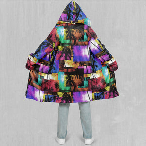 Paradise Collage Zip Up Cloak (Black Fur)